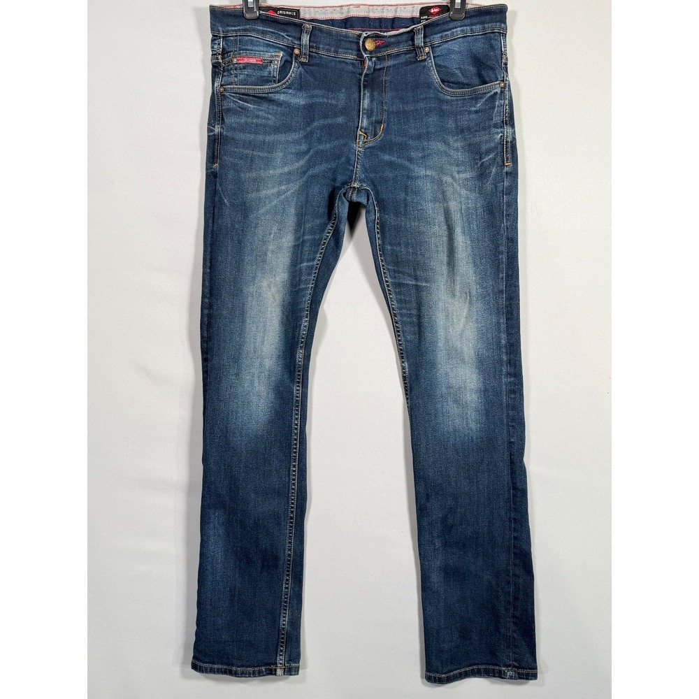 Lee Cooper 36 x 34" Norris Slim Leg Dark Wash Flex‎ Denim Jeans Actual 36x33